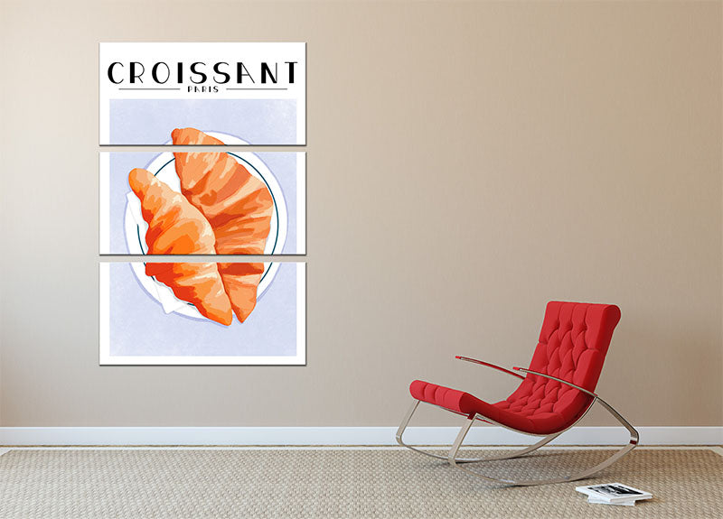 Croissant Paris 3 Split Panel Canvas Print - Canvas Art Rocks - 2