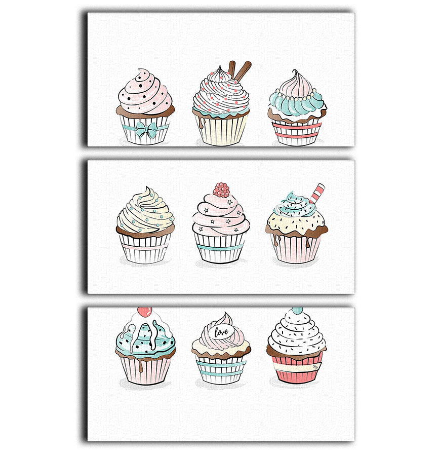 Cupcakes 3 Split Panel Canvas Print - Canvas Art Rocks - 1