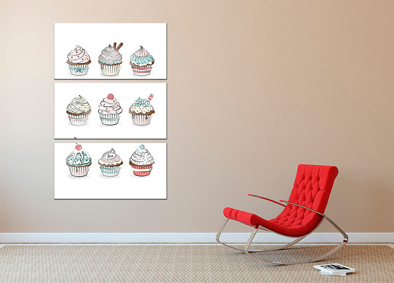 Cupcakes 3 Split Panel Canvas Print - Canvas Art Rocks - 2