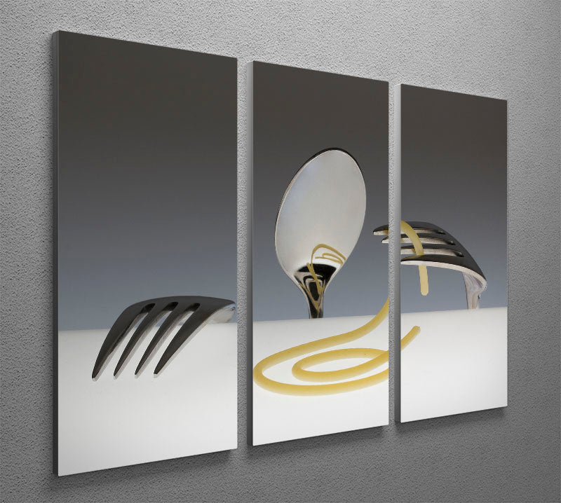 Cutlery Eating Spaghetti 3 Split Panel Canvas Print - 1x - 2