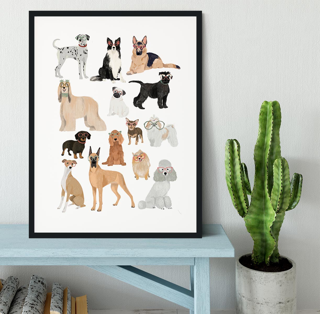 Dogs in glasses Print Framed Print - 1x - 1