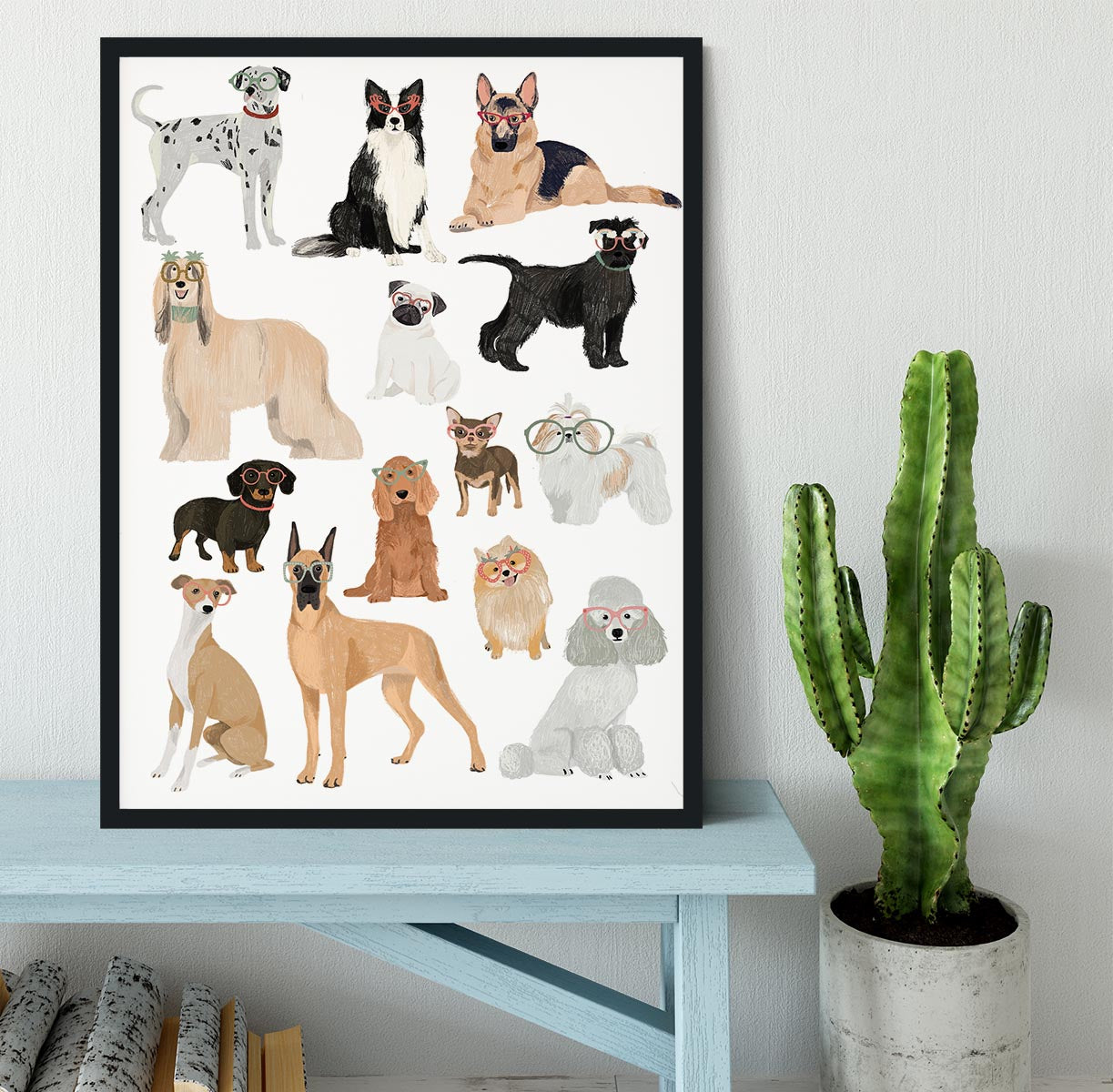 Dogs in glasses Print Framed Print - 1x - 2