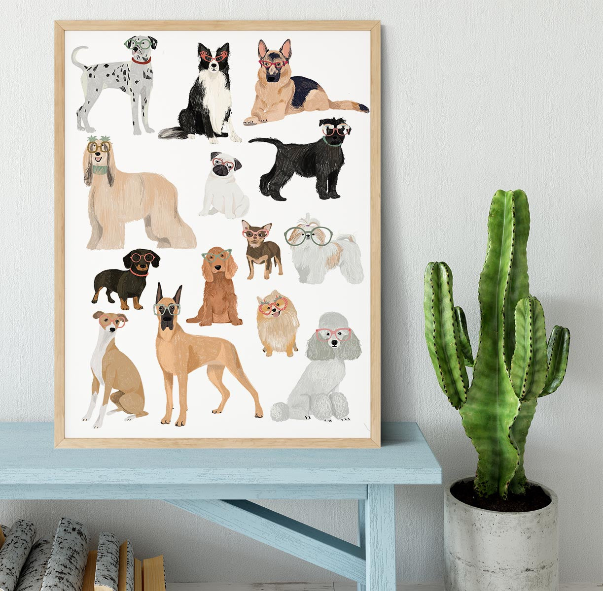 Dogs in glasses Print Framed Print - 1x - 4