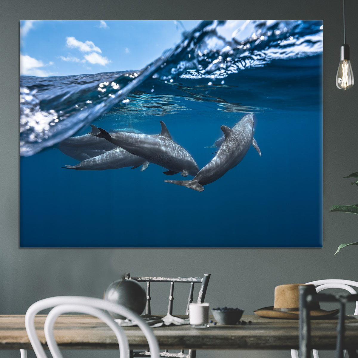 Dolphins Jumping Canvas Print or Poster - 1x - 3