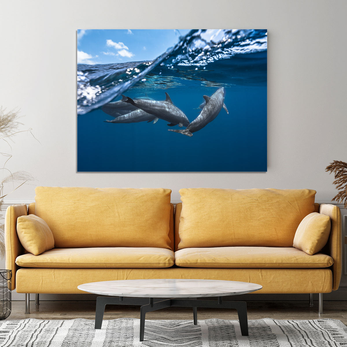 Dolphins Jumping Canvas Print or Poster - 1x - 4