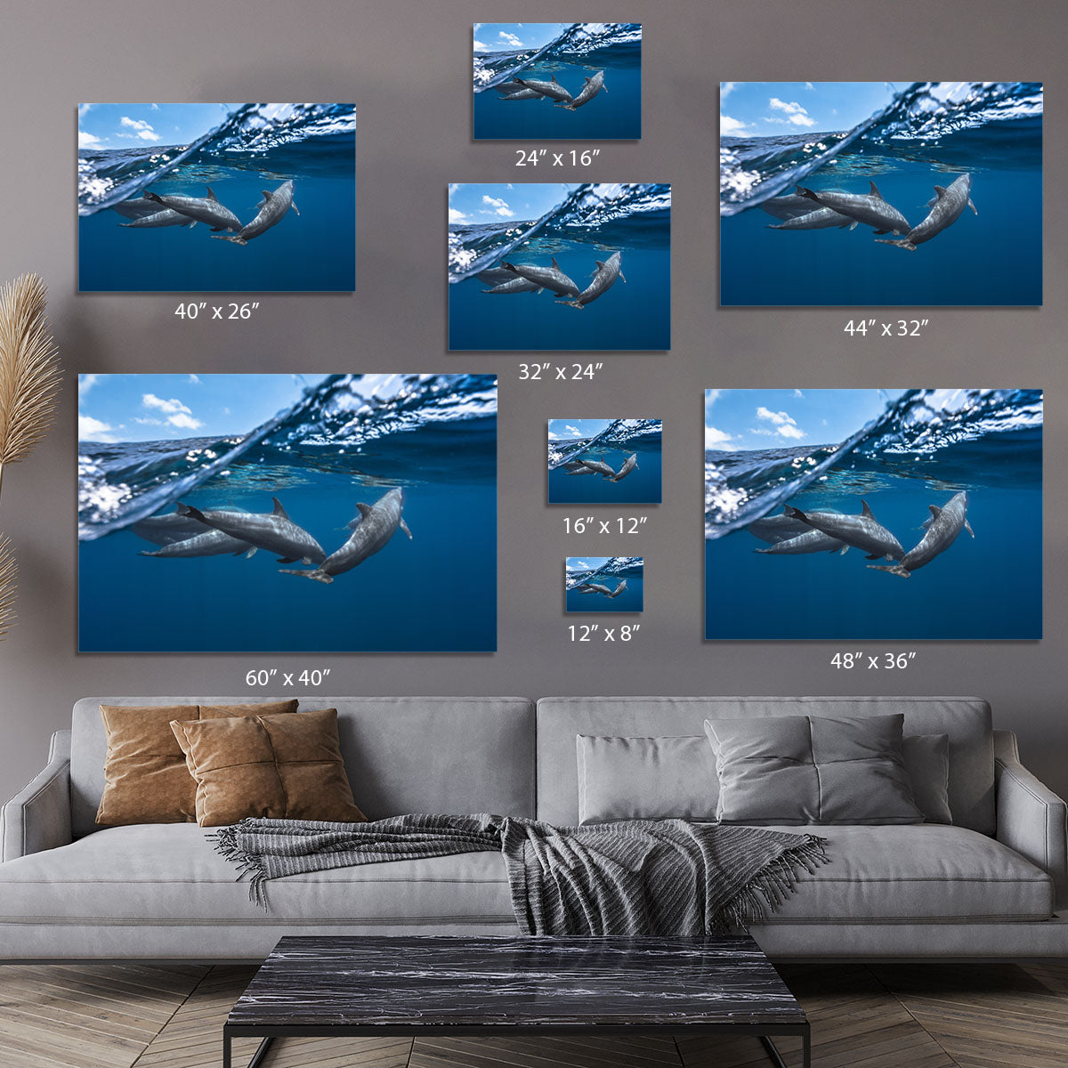 Dolphins Jumping Canvas Print or Poster - 1x - 7