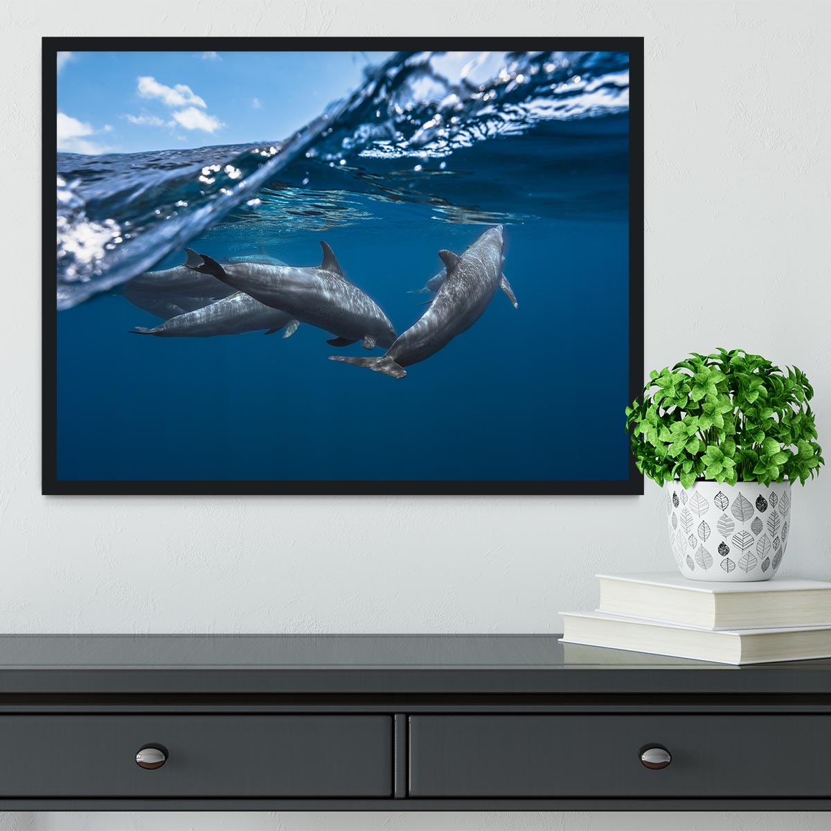 Dolphins Jumping Framed Print - 1x - 2