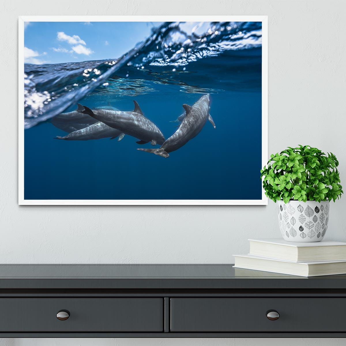 Dolphins Jumping Framed Print - 1x -6