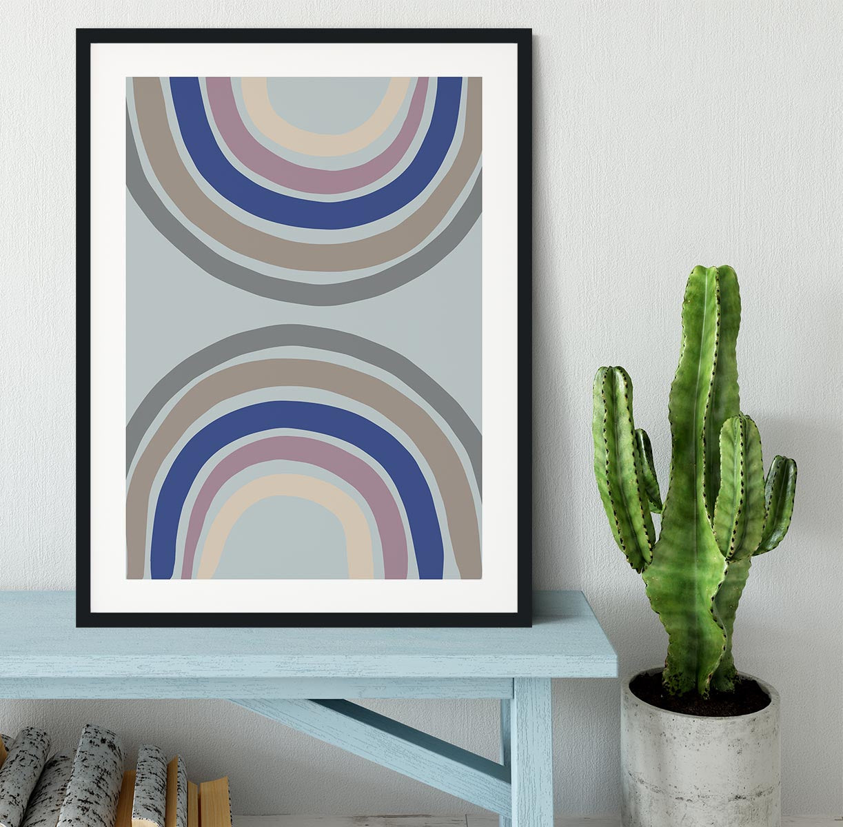 Double Rainbow Blue Framed Print - 1x - 1