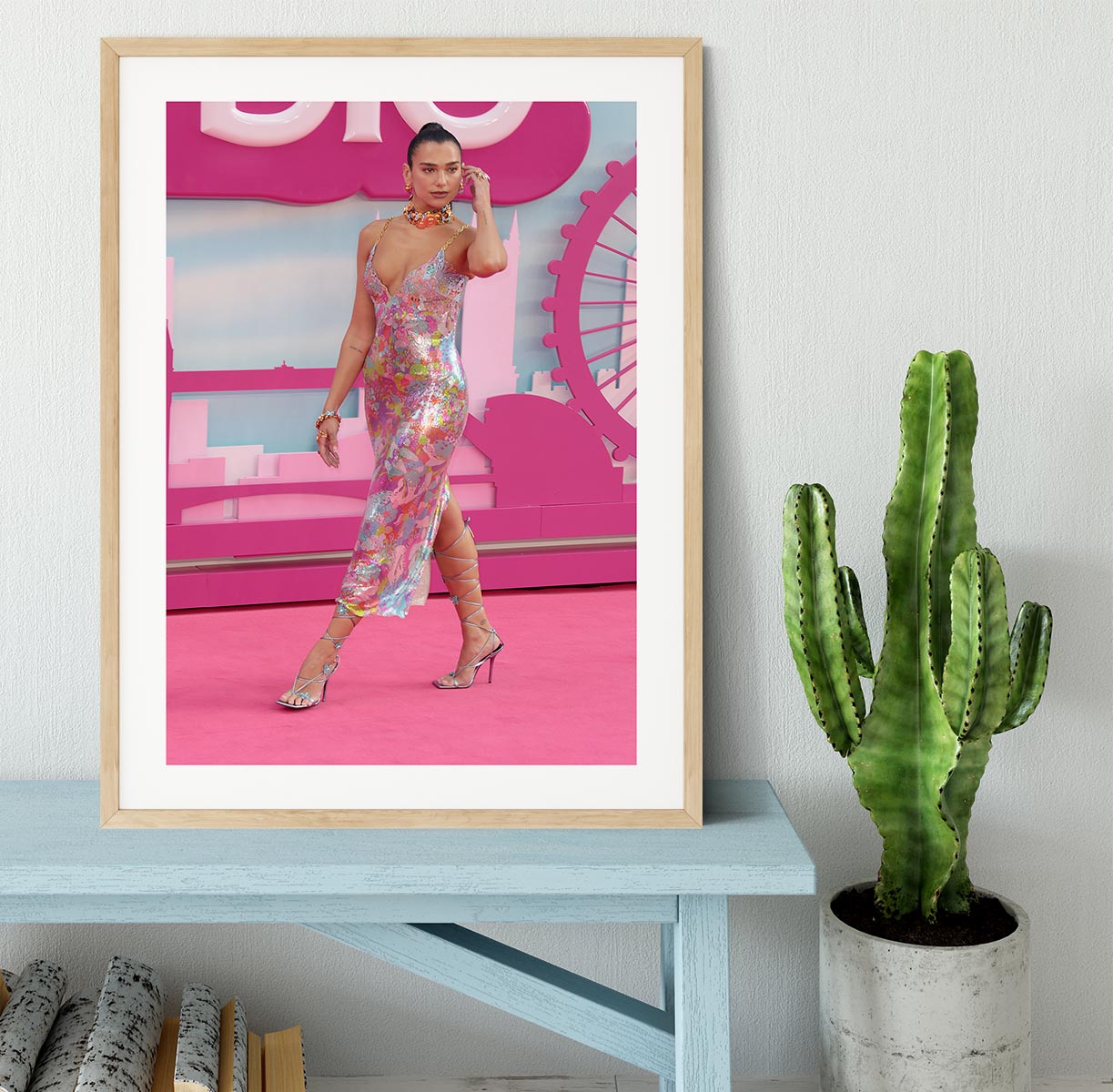 Dua Lipa at the Barbie premiere Framed Print - Canvas Art Rocks - 3