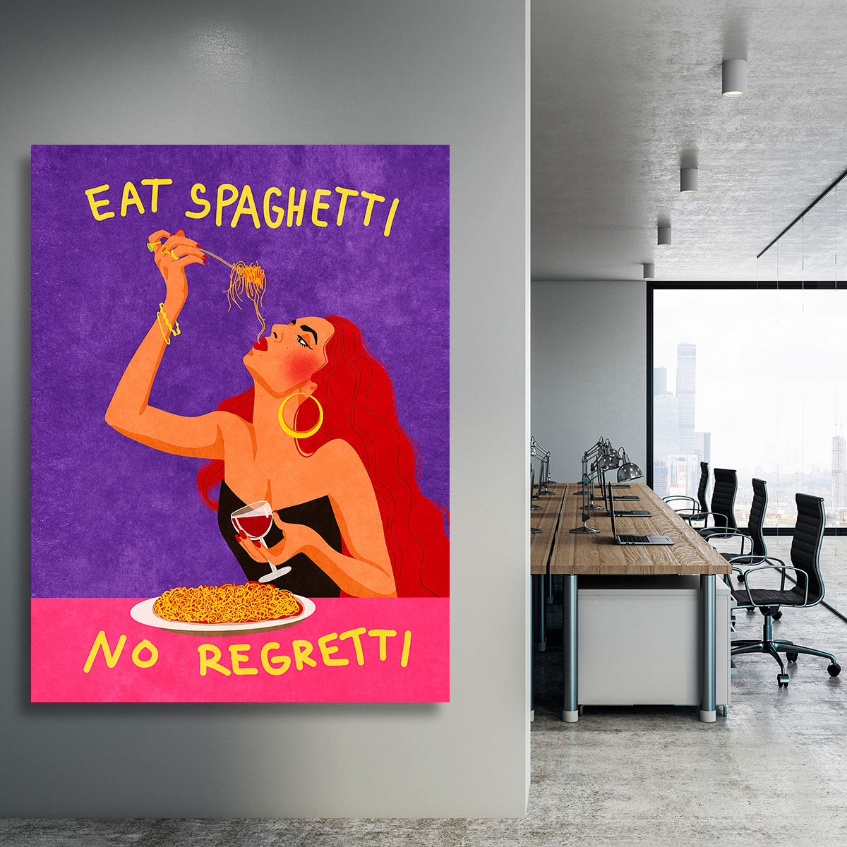 Eat spaghetti no regretti Canvas Print or Poster - Canvas Art Rocks - 3