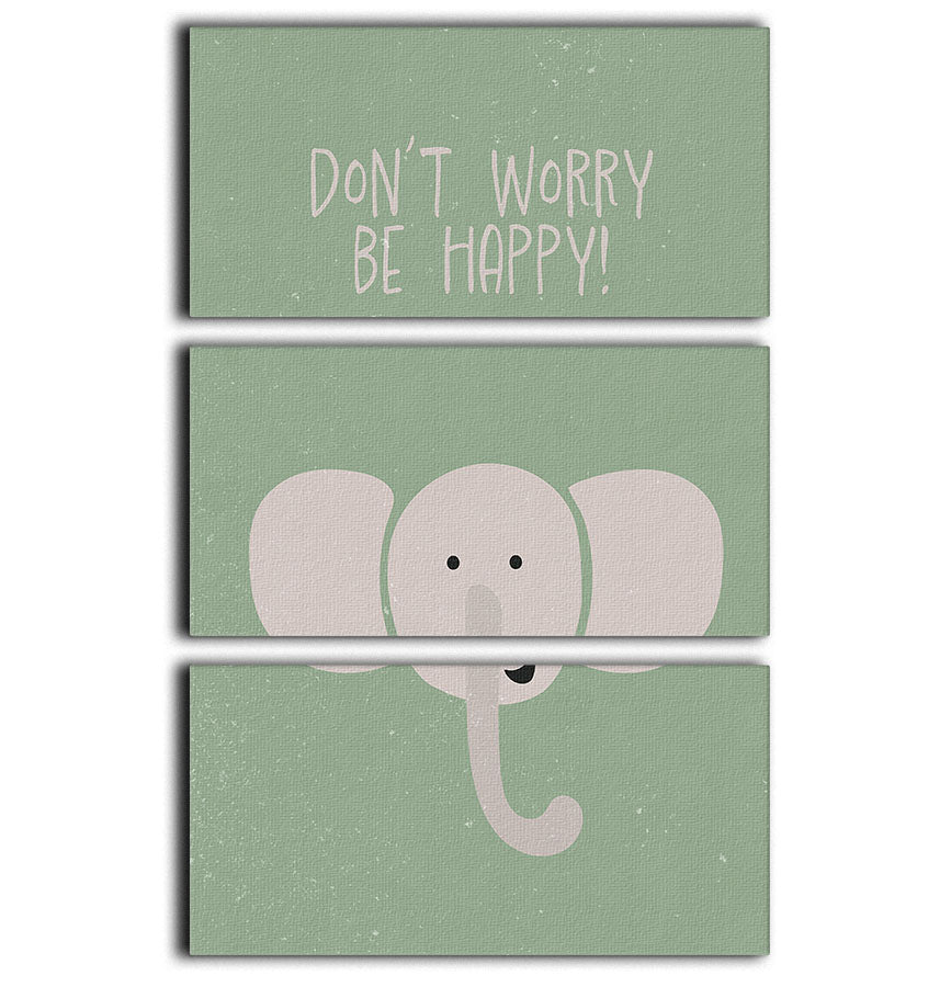 Elephant nursery print 3 Split Panel Canvas Print - 1x - 1