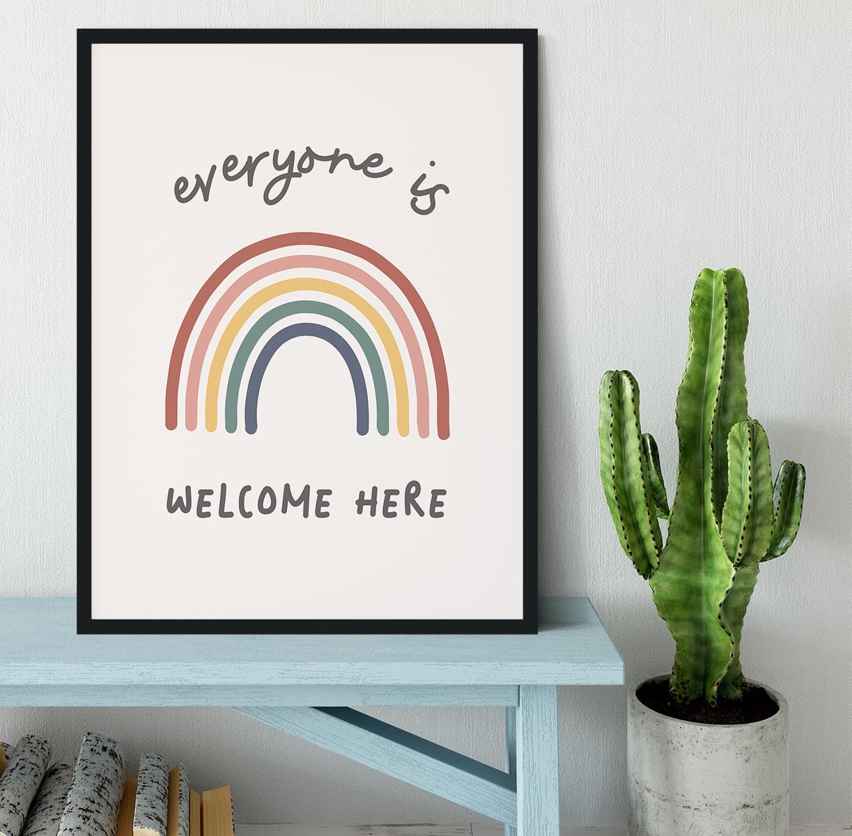 Everyone Is Welcome Here Framed Print - Canvas Art Rocks - 2