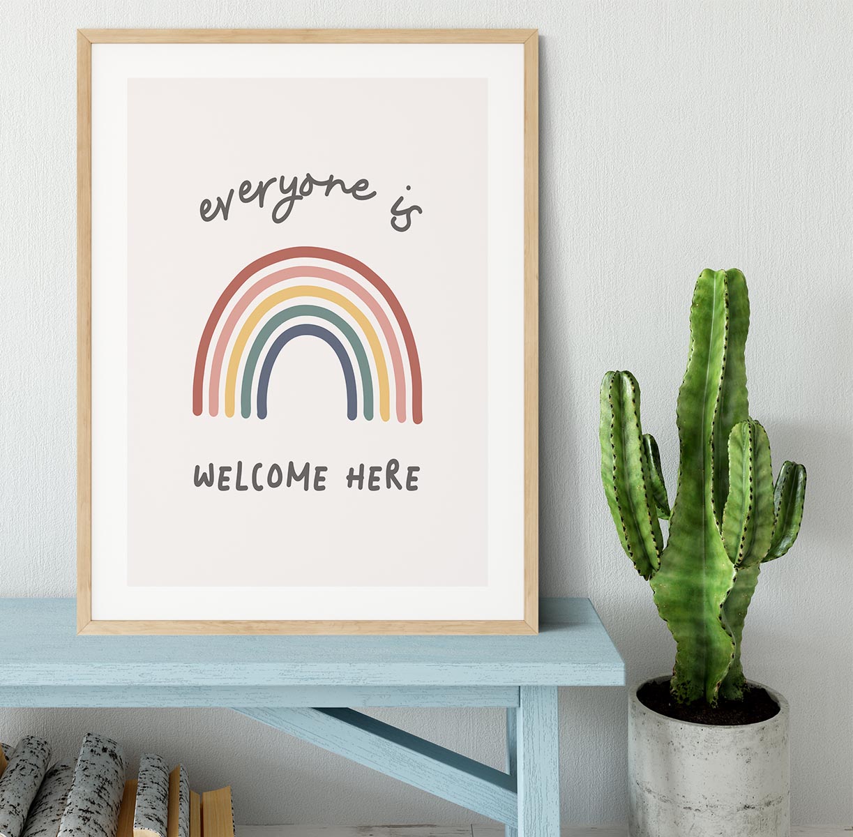 Everyone Is Welcome Here Framed Print - Canvas Art Rocks - 3