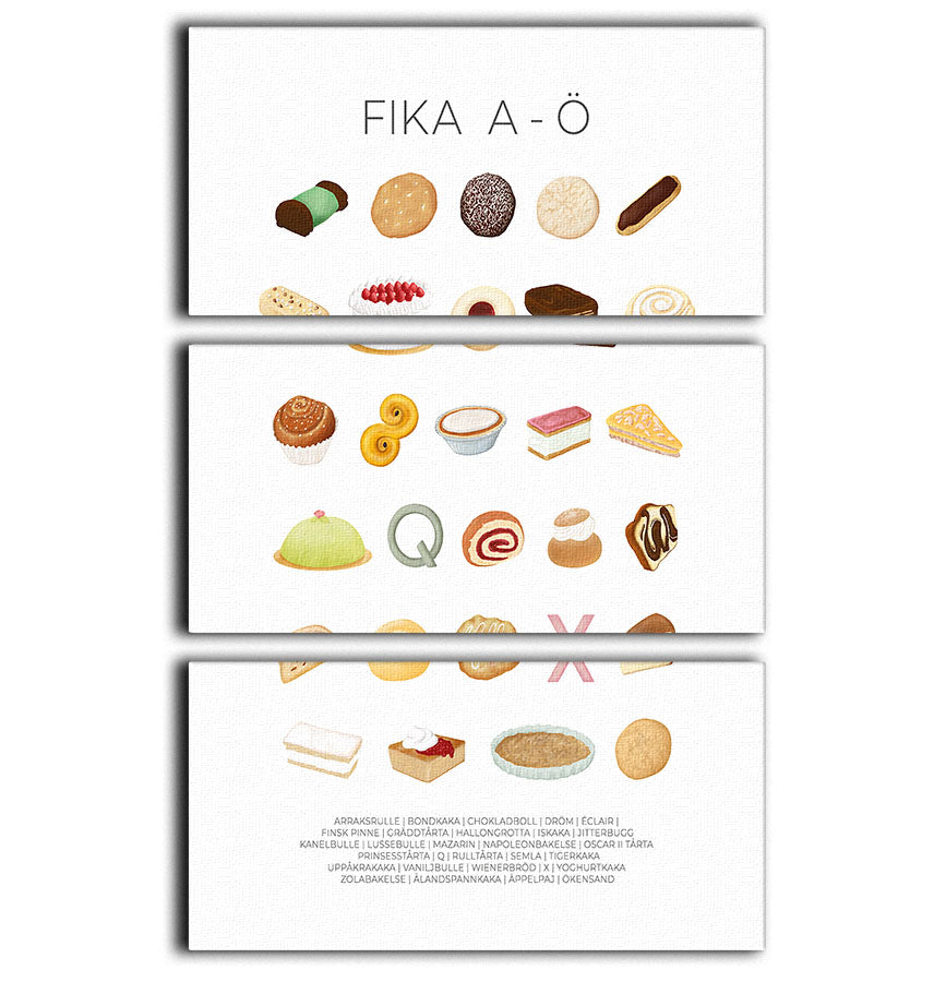 FIKA A A 3 Split Panel Canvas Print - Canvas Art Rocks - 1