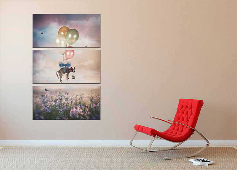 Floating Gift Dog 3 Split Panel Canvas Print - 1x - 2