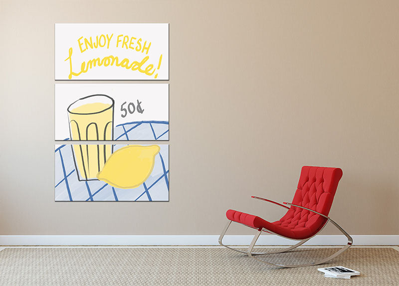 Fresh Lemonade 3 Split Panel Canvas Print - Canvas Art Rocks - 2