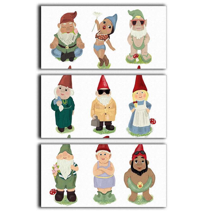 Garden Gnomes 3 Split Panel Canvas Print - 1x - 1