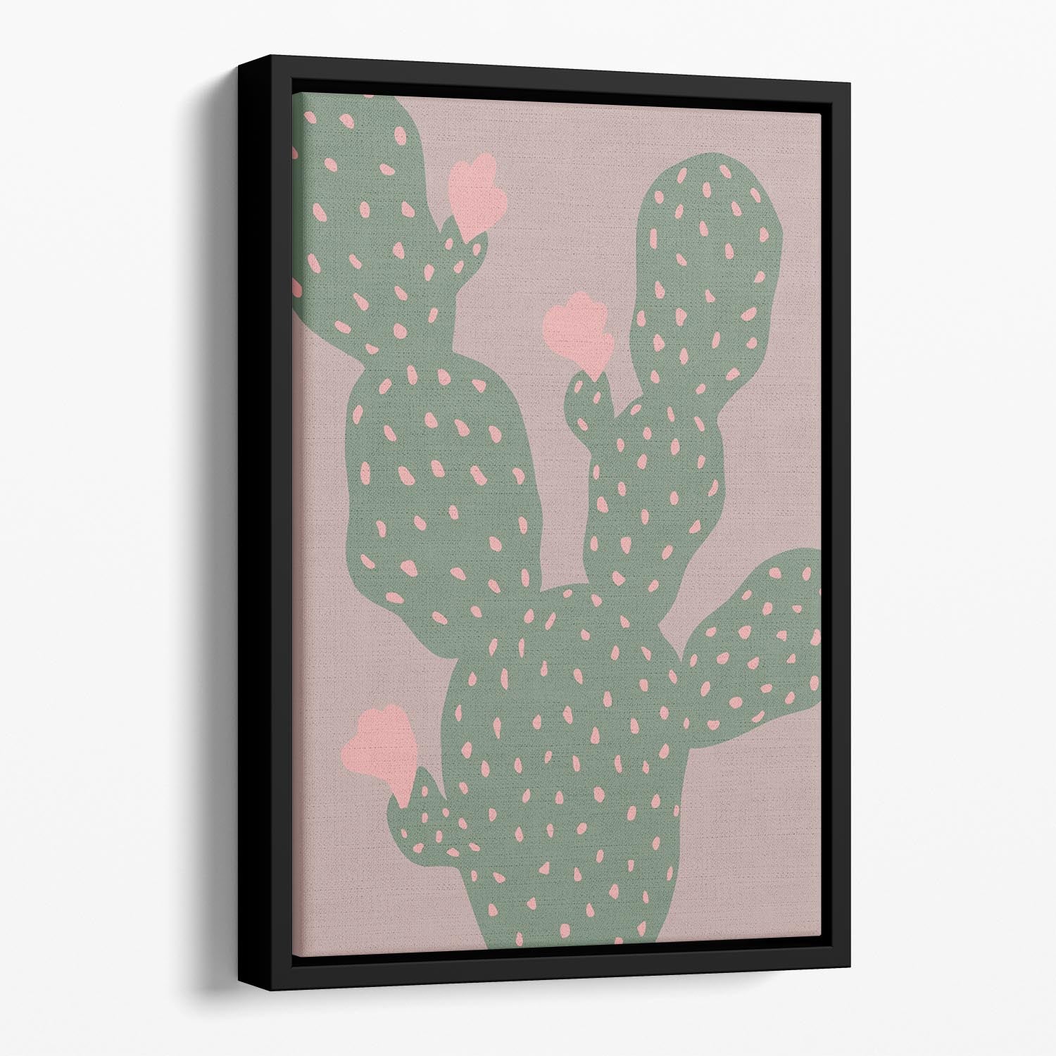 Green Cactus Floating Framed Canvas - 1x - 1