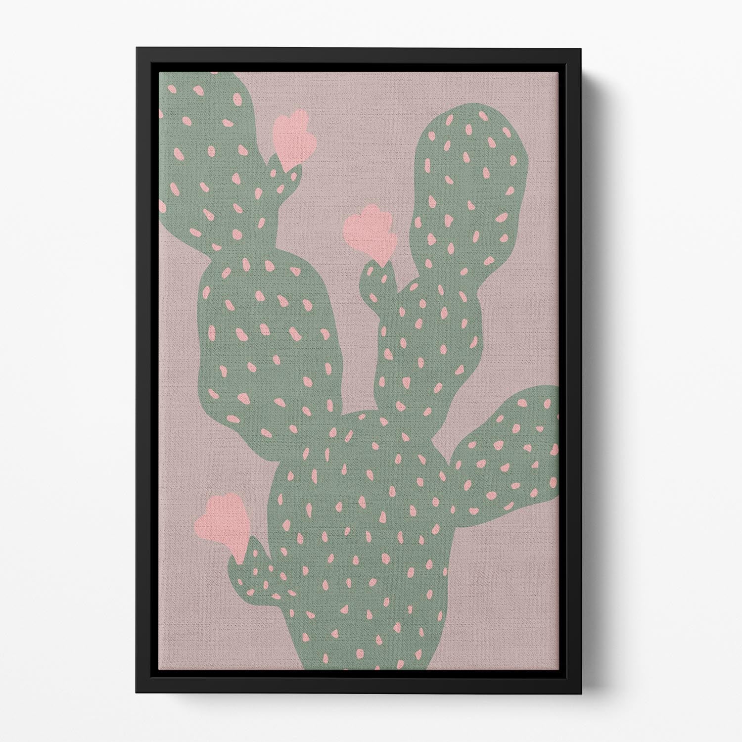 Green Cactus Floating Framed Canvas - 1x - 2