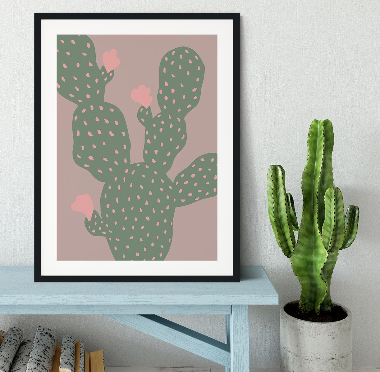 Green Cactus Framed Print - 1x - 1