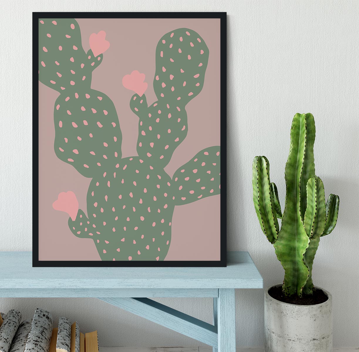 Green Cactus Framed Print - 1x - 2