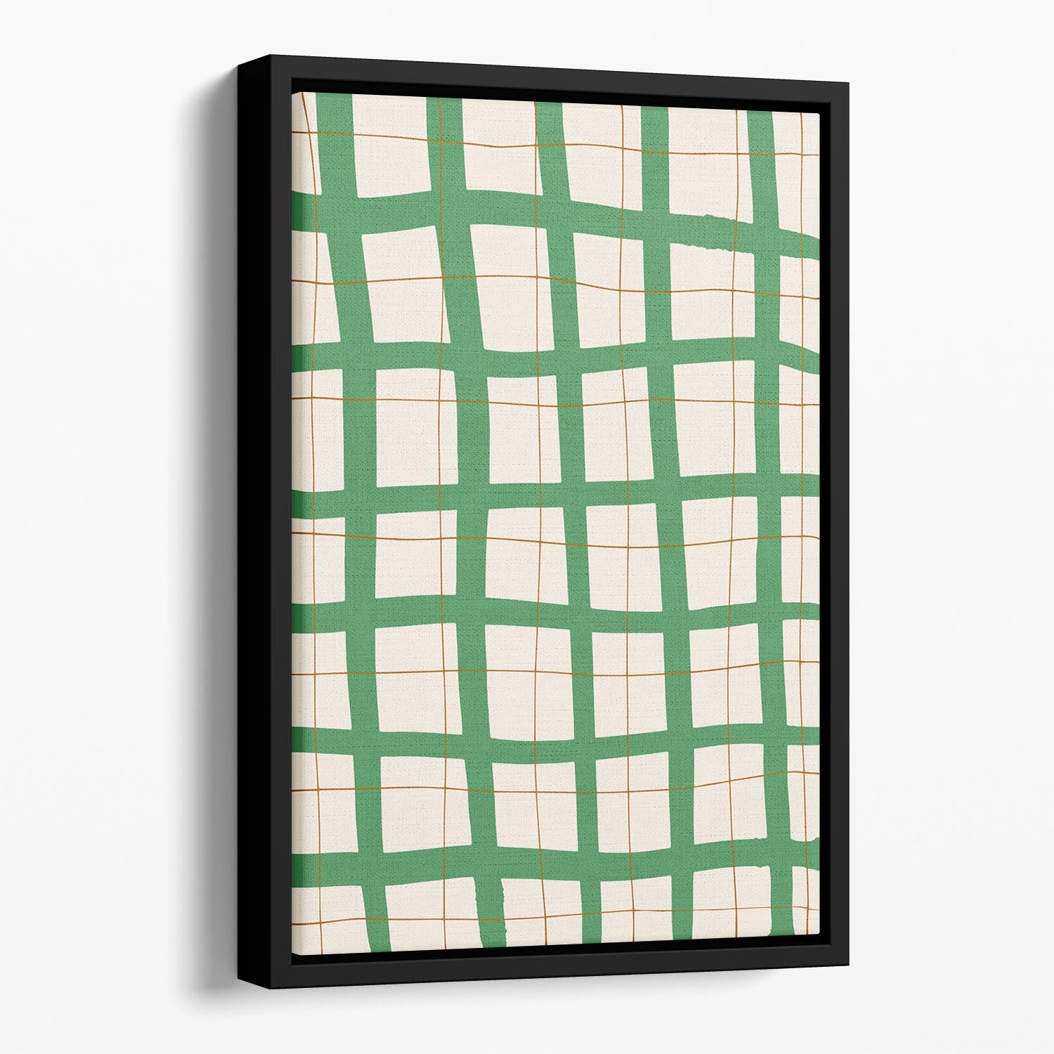 Green Grid Floating Framed Canvas - 1x - 1