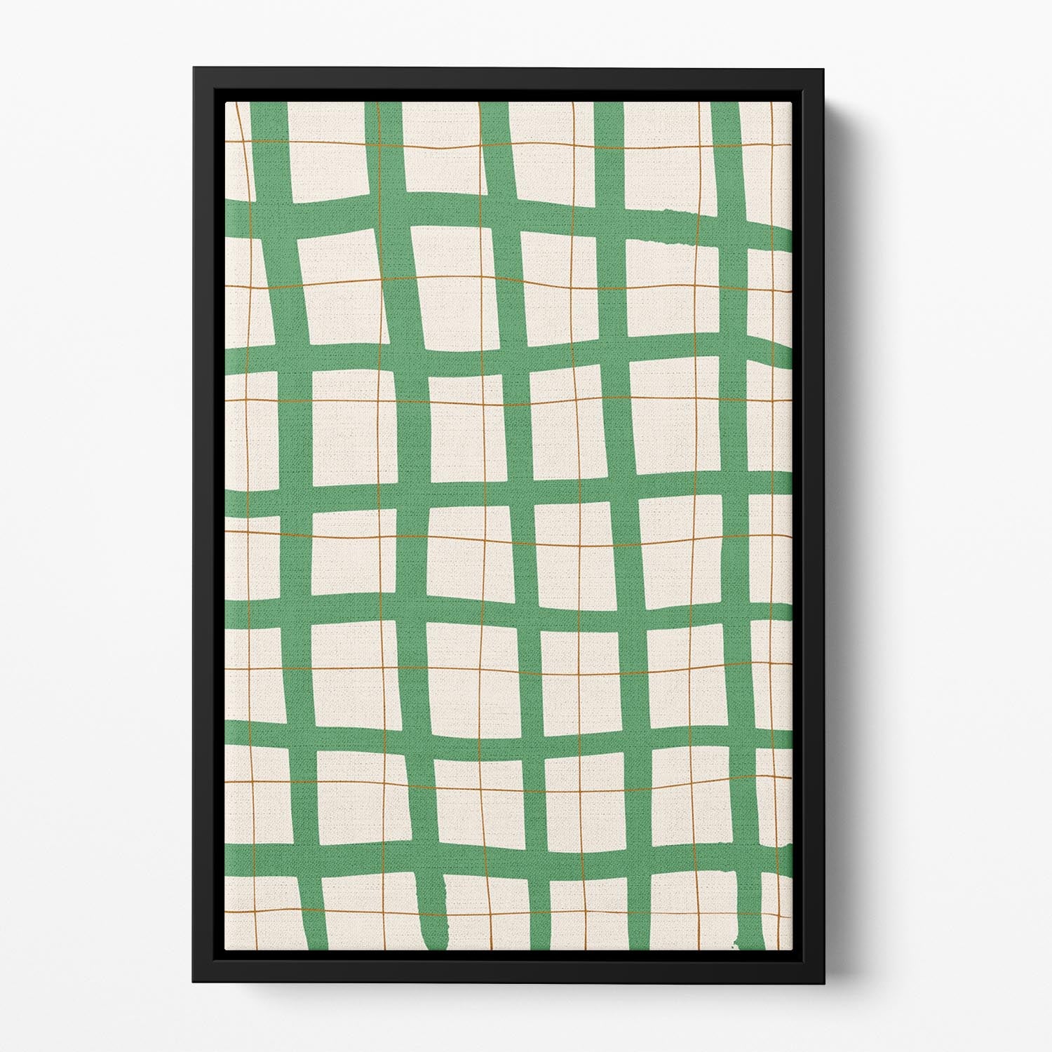 Green Grid Floating Framed Canvas - 1x - 2