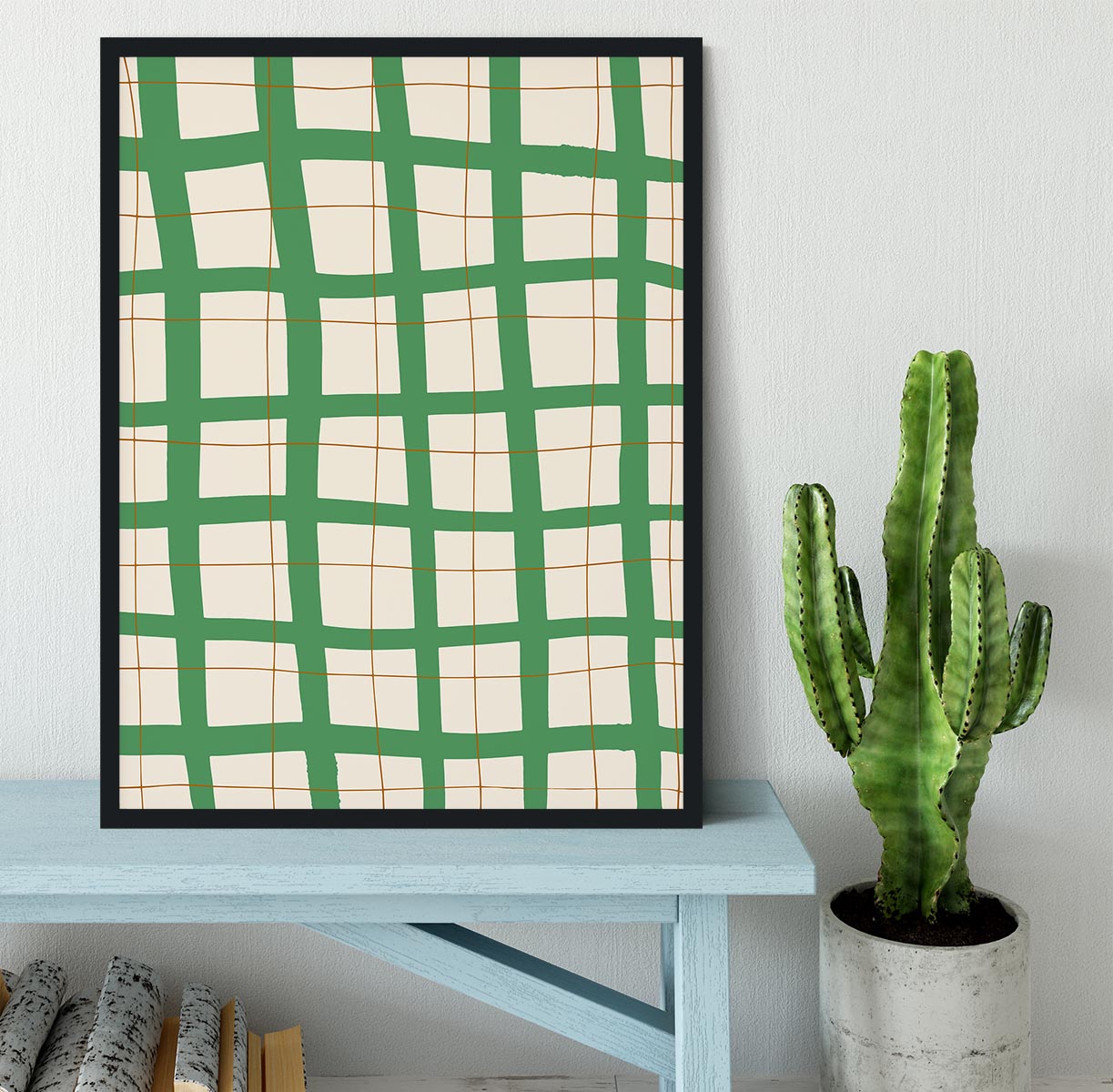 Green Grid Framed Print - 1x - 2