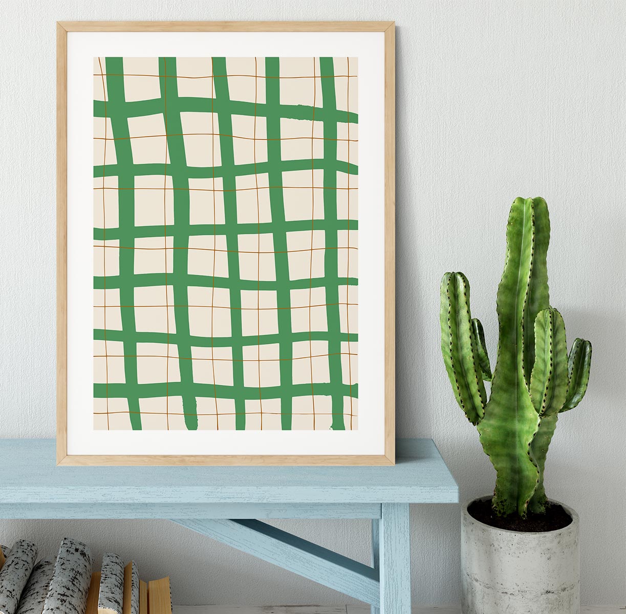 Green Grid Framed Print - 1x - 3