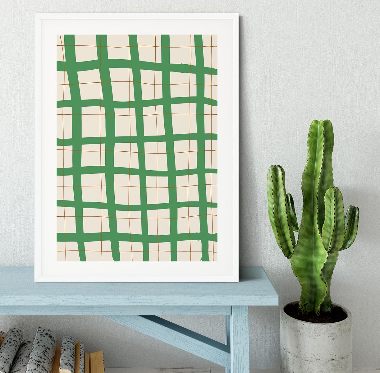 Green Grid Framed Print - 1x - 5