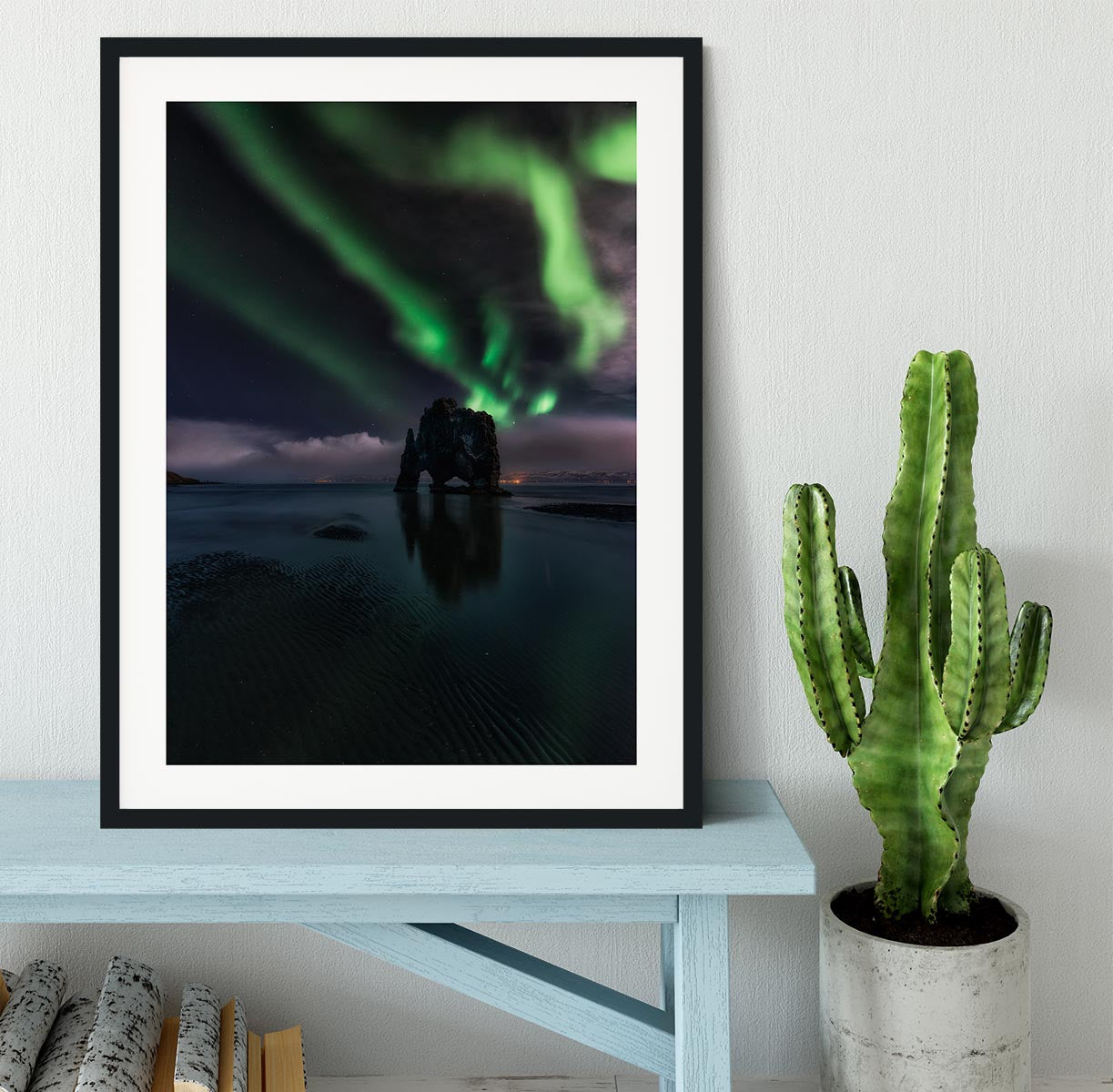 Green Streak Lights Framed Print - Canvas Art Rocks - 1