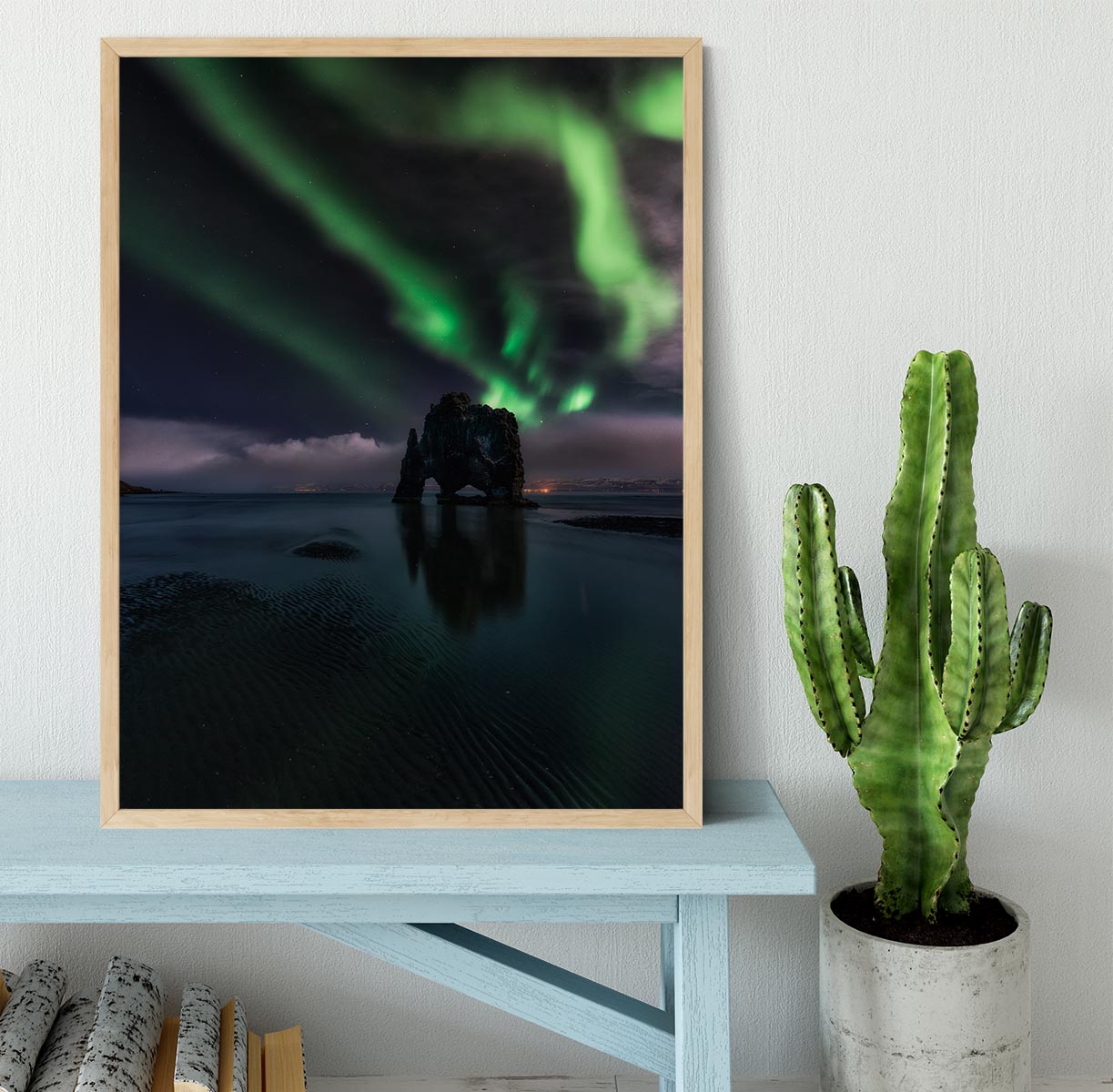 Green Streak Lights Framed Print - Canvas Art Rocks - 4