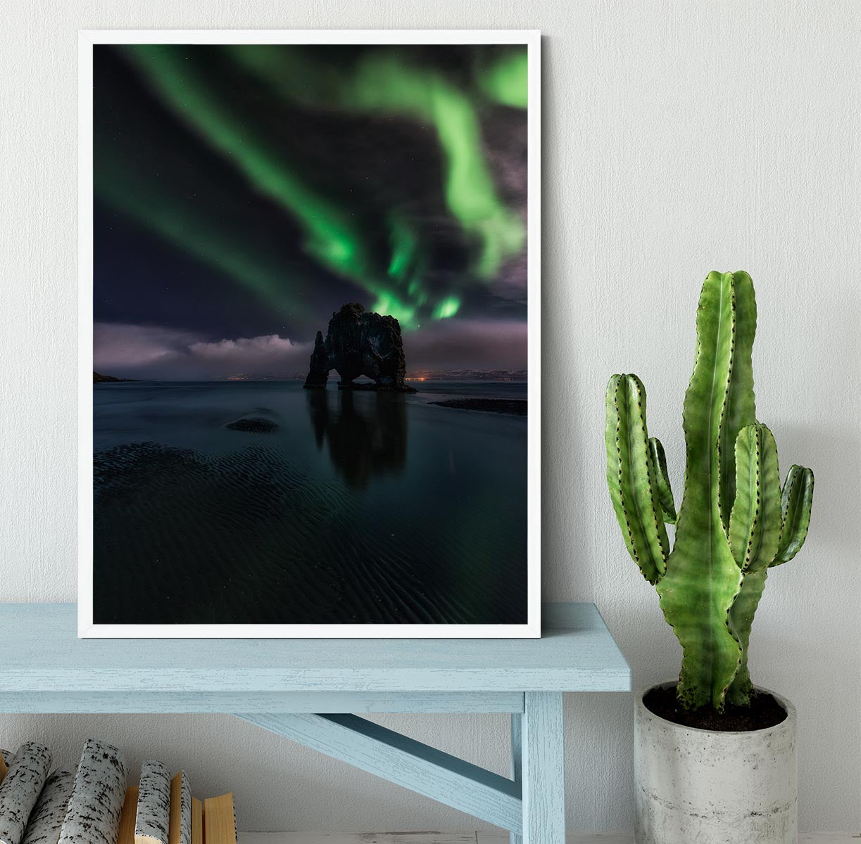 Green Streak Lights Framed Print - Canvas Art Rocks -6