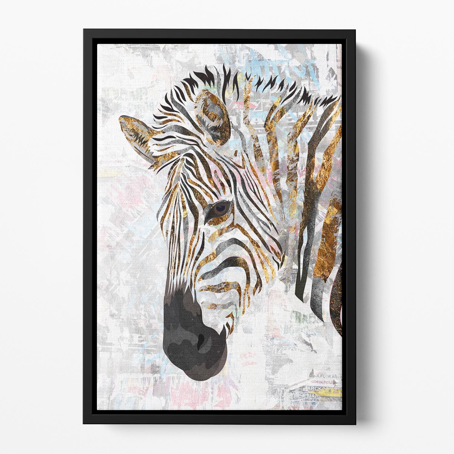 Grunge gold zebra Floating Framed Canvas - 1x - 2