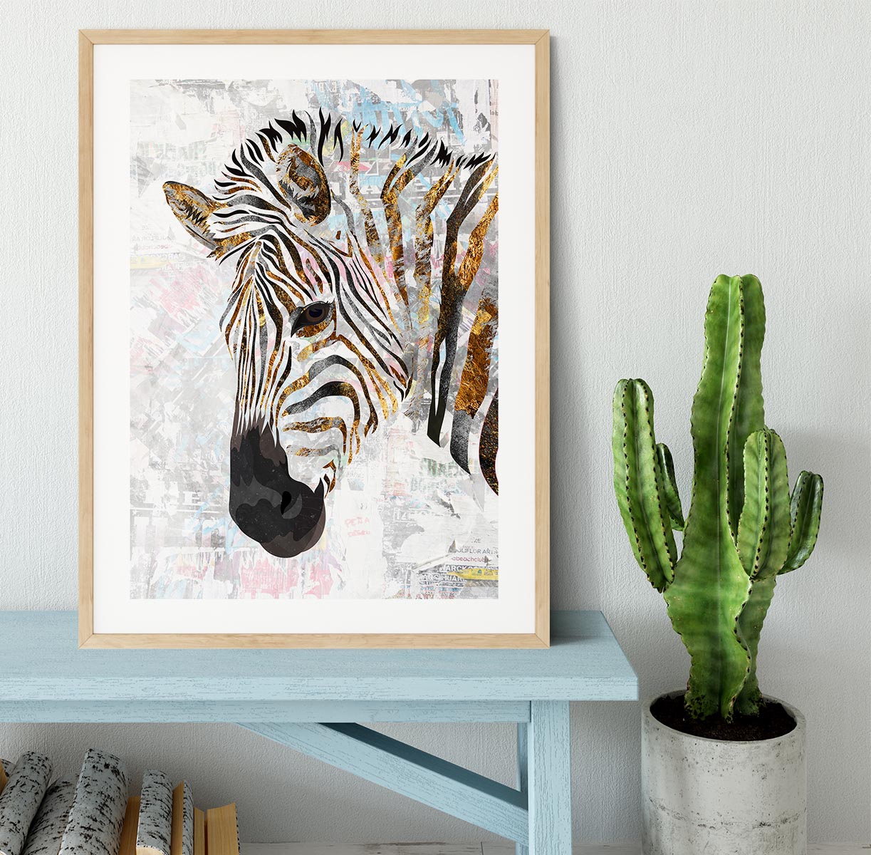 Grunge gold zebra Framed Print - 1x - 3