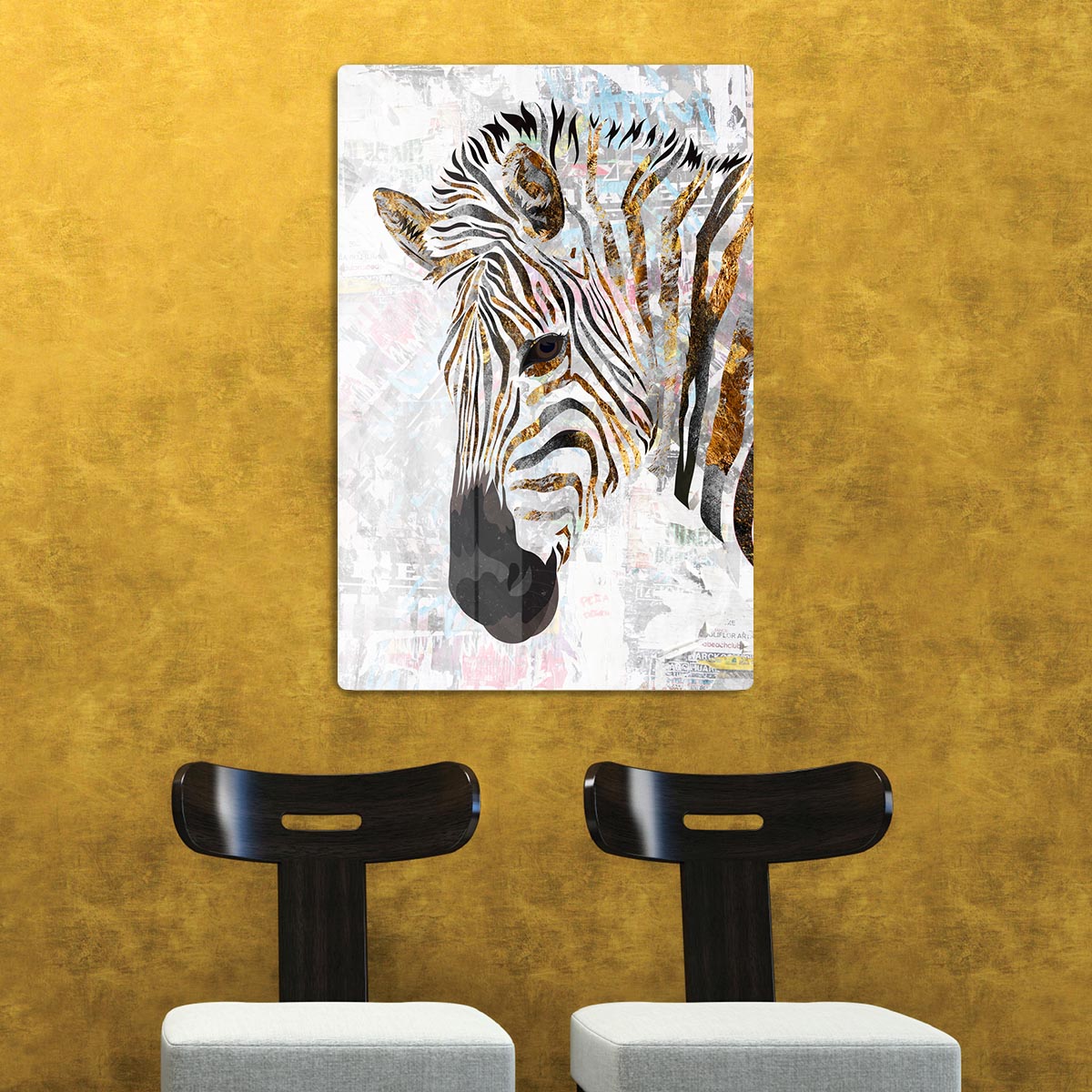 Grunge gold zebra Acrylic Block - 1x - 2