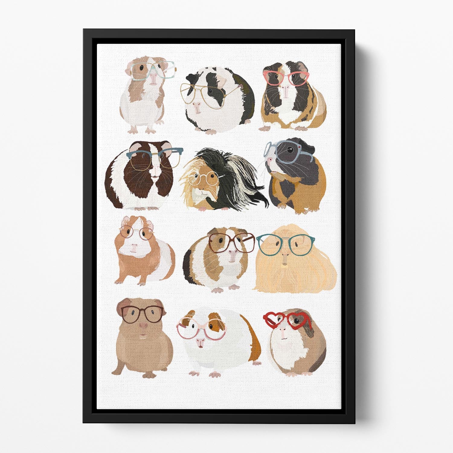 Guinea Pig in Glasses Floating Framed Canvas - 1x - 2