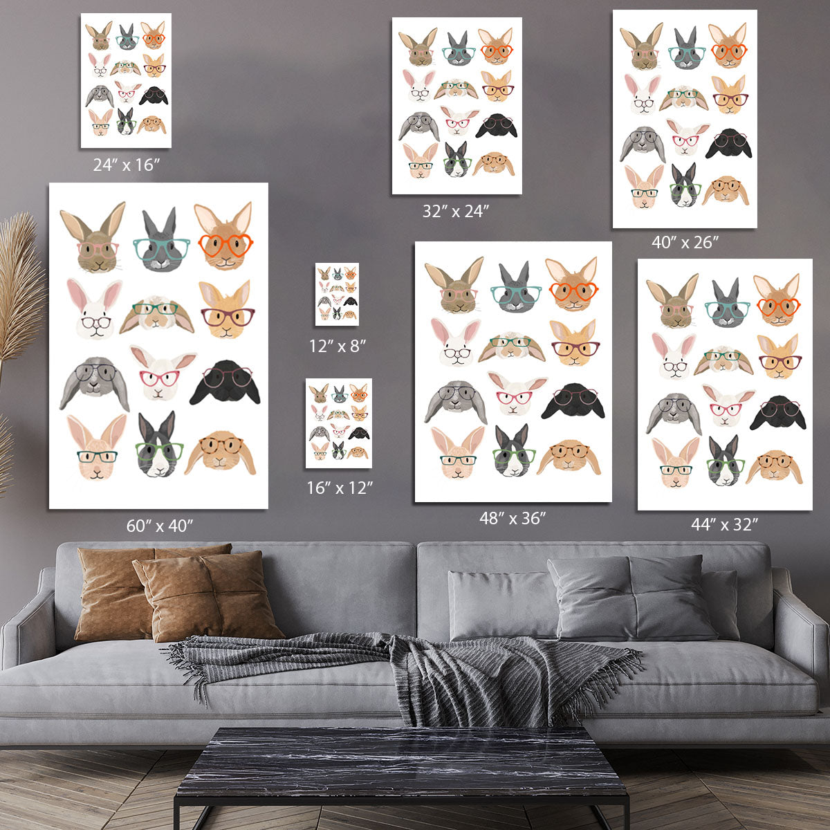 H Rabbits Canvas Print or Poster - 1x - 7