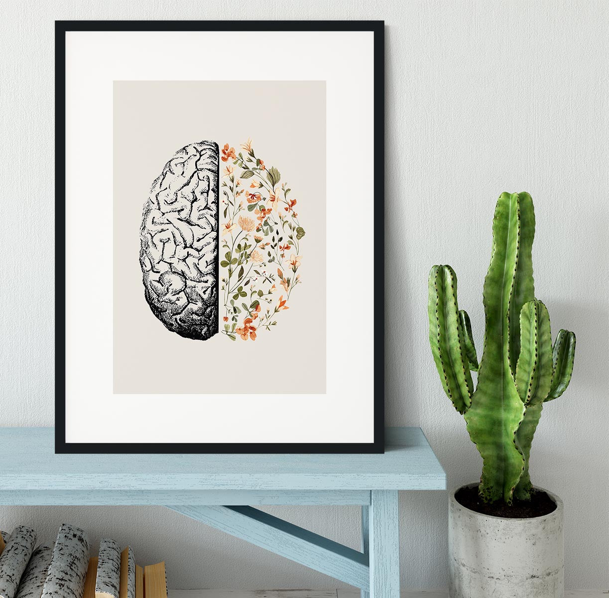 Half Brain Half Bloom Framed Print - Canvas Art Rocks - 1