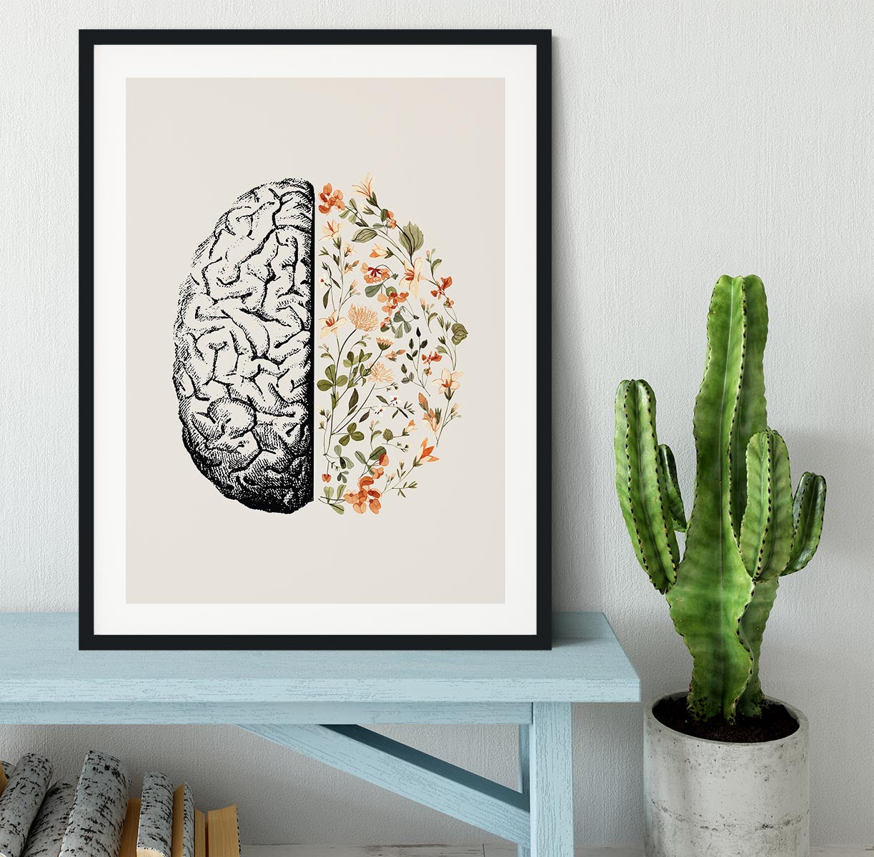 Half Brain Half Bloom Framed Print - Canvas Art Rocks - 2