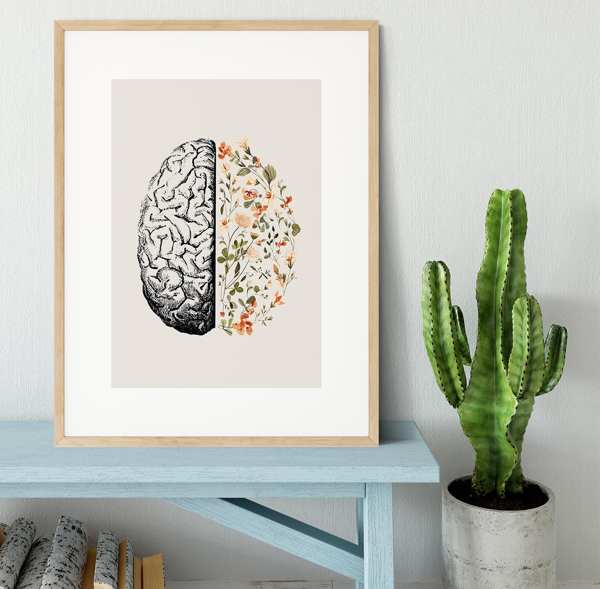 Half Brain Half Bloom Framed Print - Canvas Art Rocks - 3