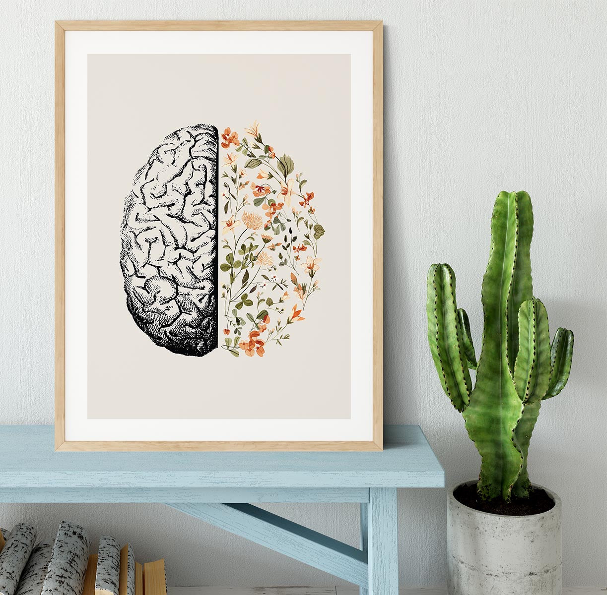 Half Brain Half Bloom Framed Print - Canvas Art Rocks - 4