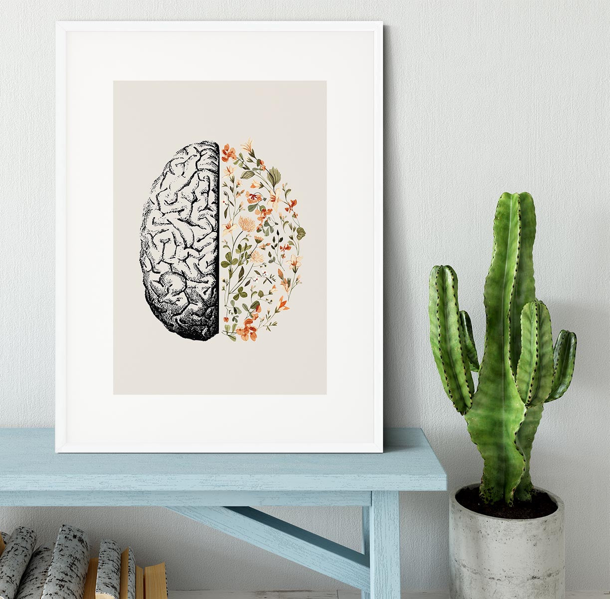 Half Brain Half Bloom Framed Print - Canvas Art Rocks - 5