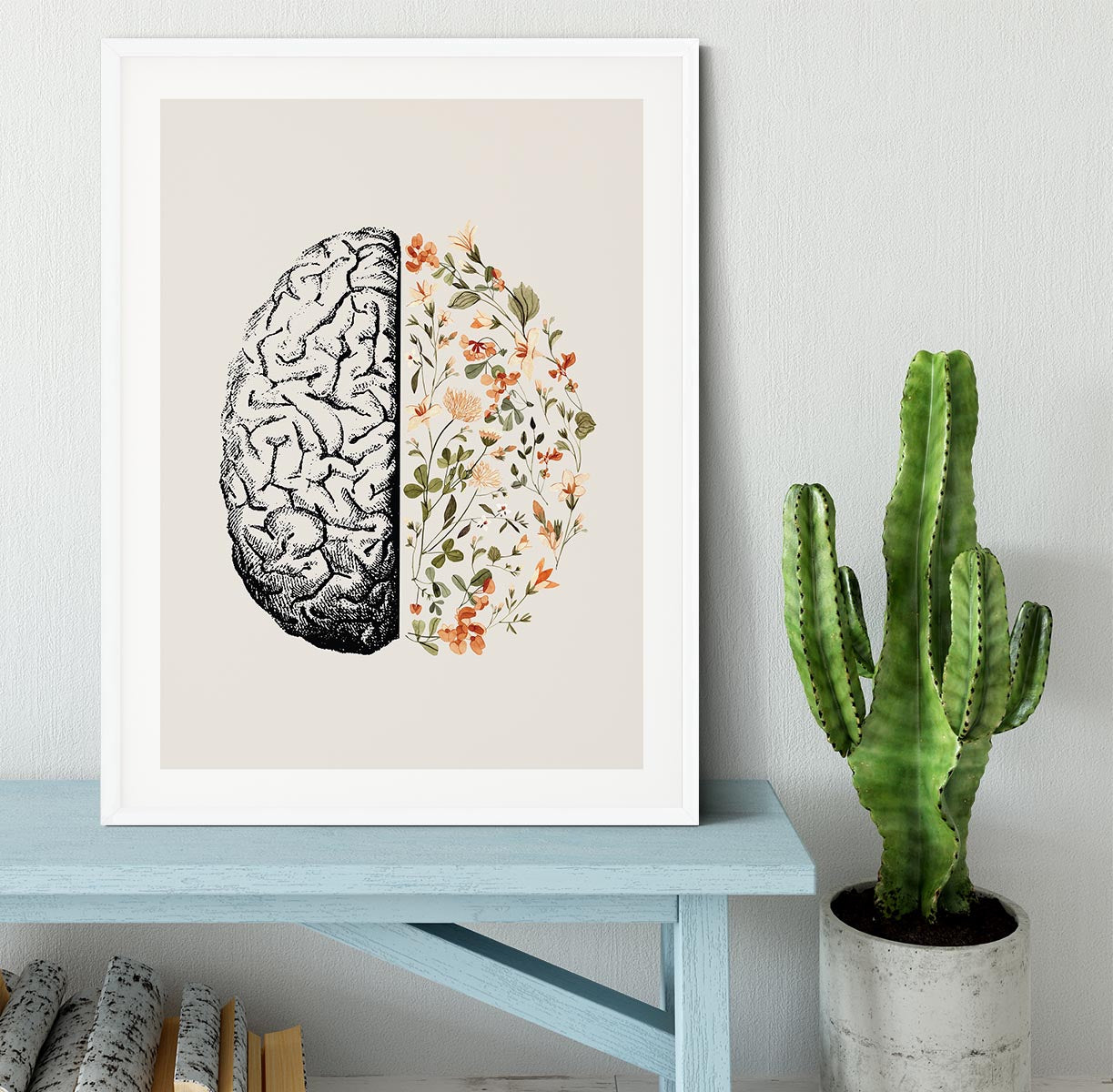 Half Brain Half Bloom Framed Print - Canvas Art Rocks -6