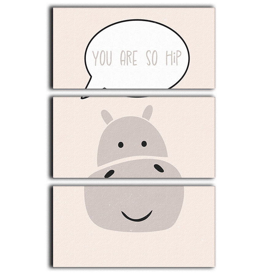 Hippo nursery print 3 Split Panel Canvas Print - 1x - 1