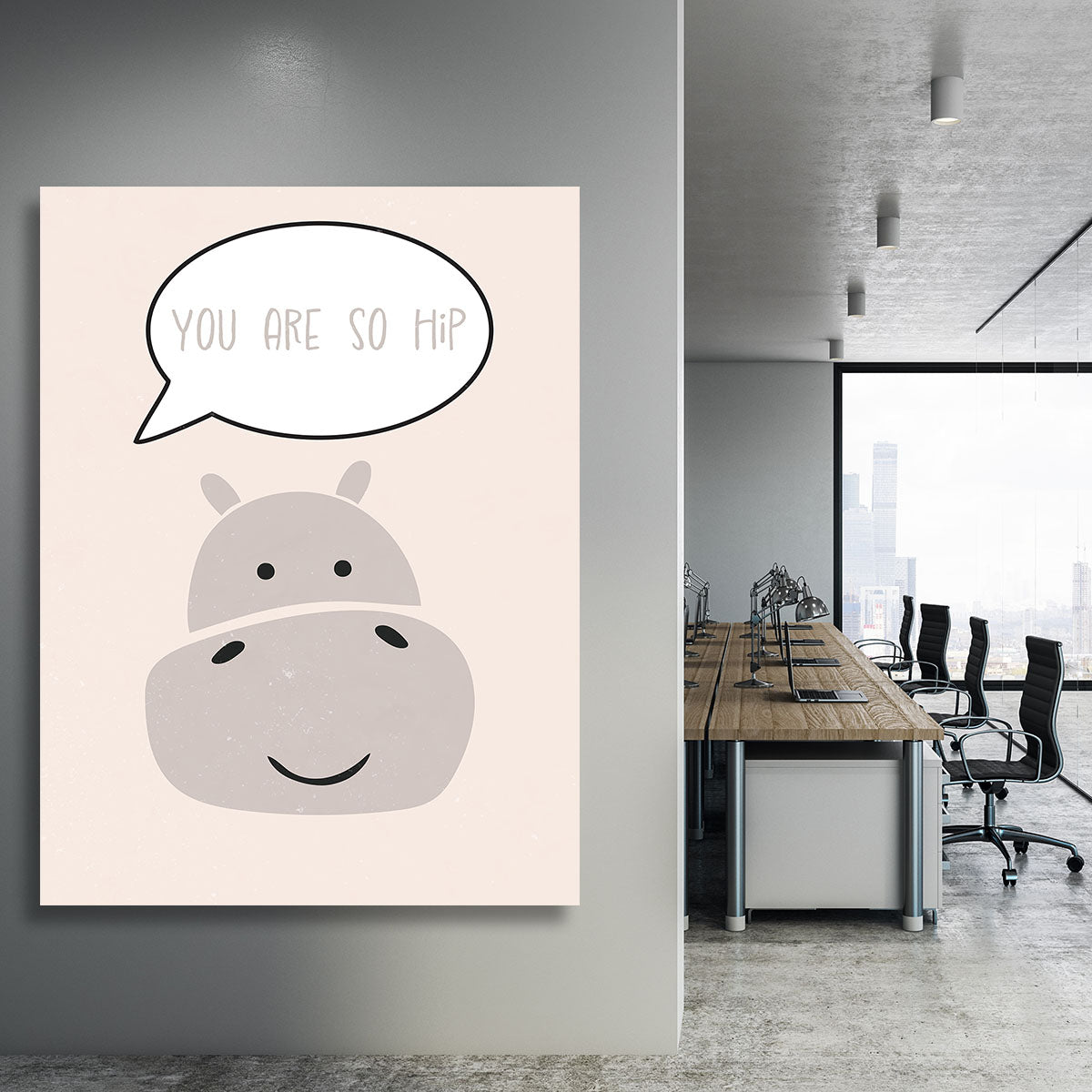 Hippo nursery print Canvas Print or Poster - 1x - 3