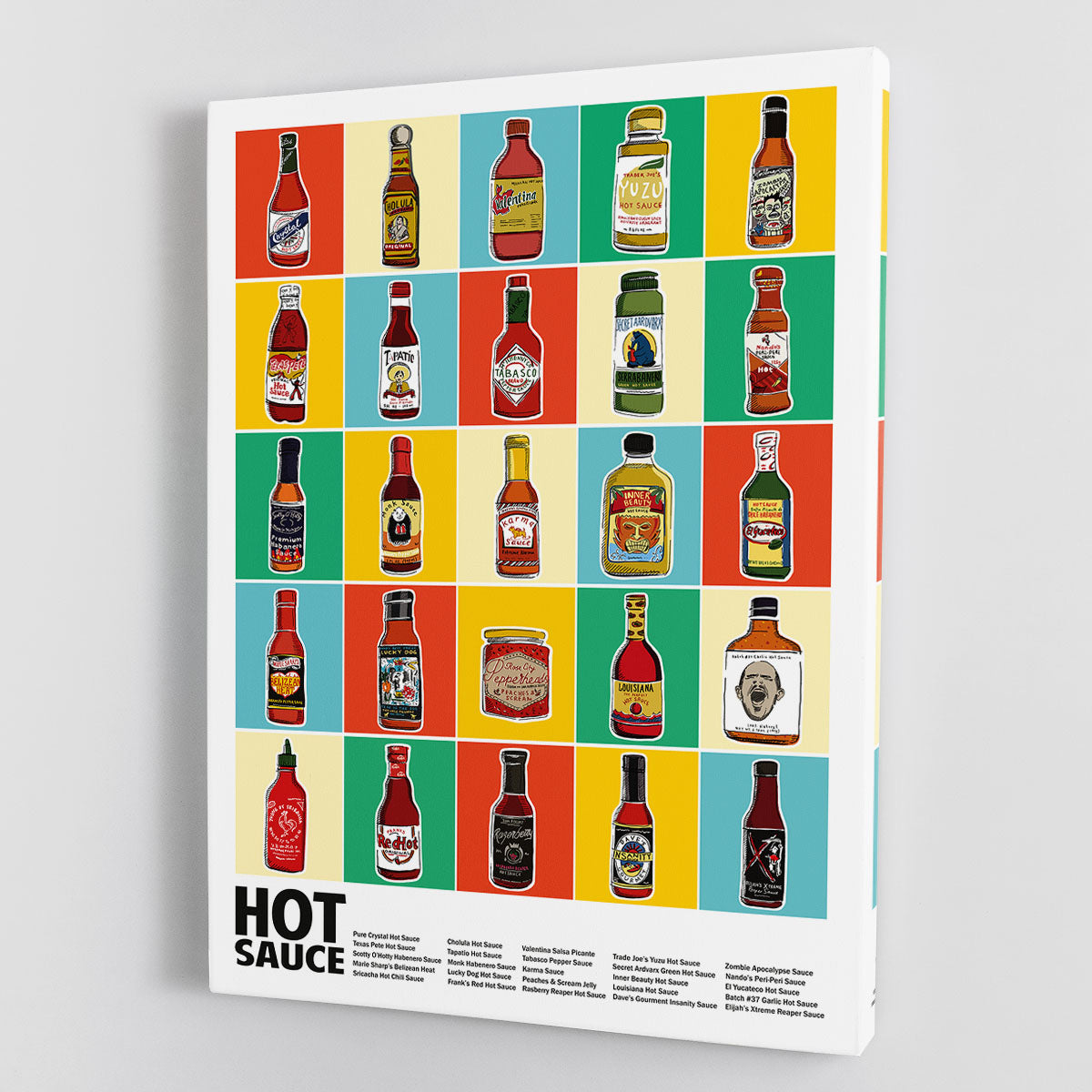 Hot Sauce Squares Standard Wall Art Canvas Print or Poster - Canvas Art Rocks - 1