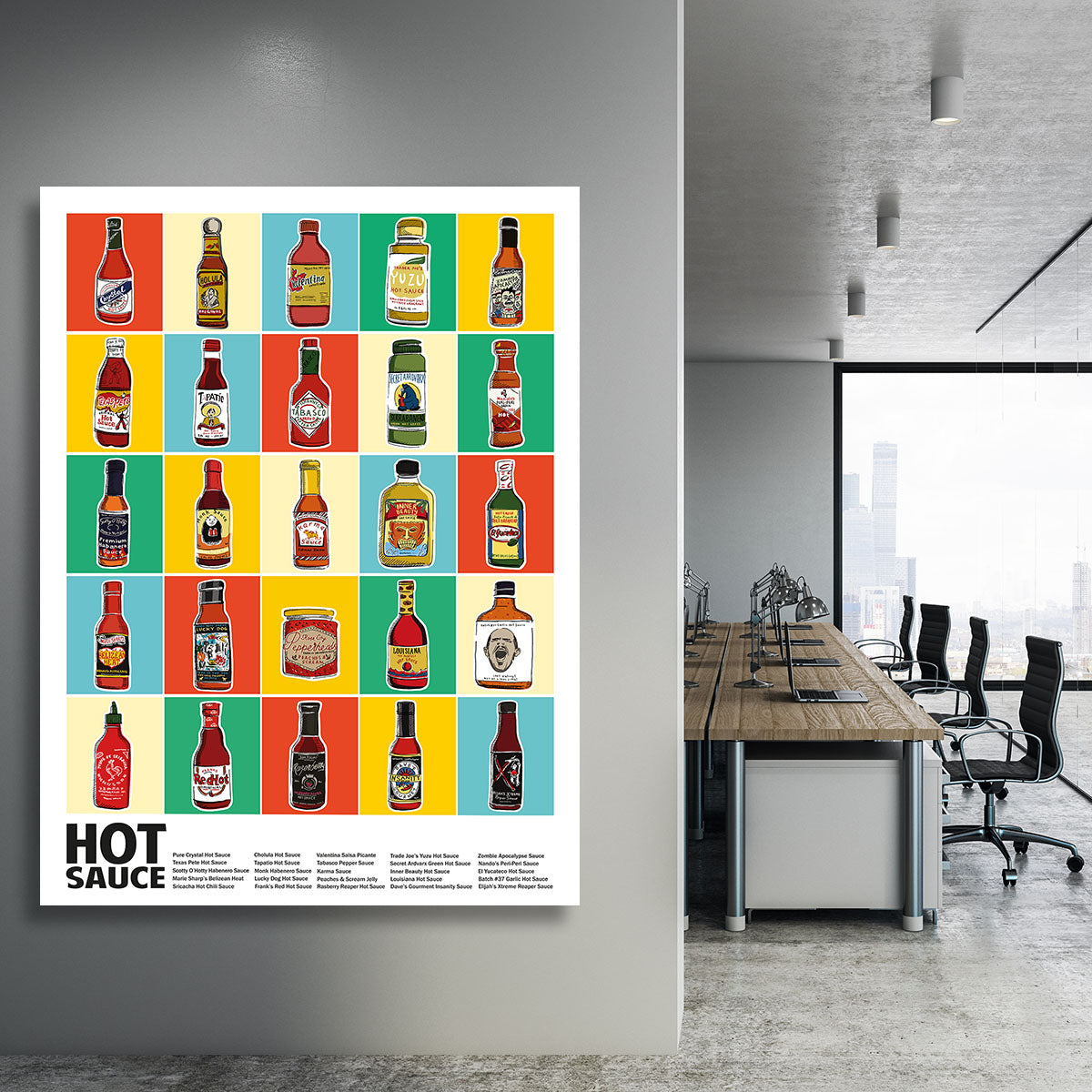 Hot Sauce Squares Standard Wall Art Canvas Print or Poster - Canvas Art Rocks - 3