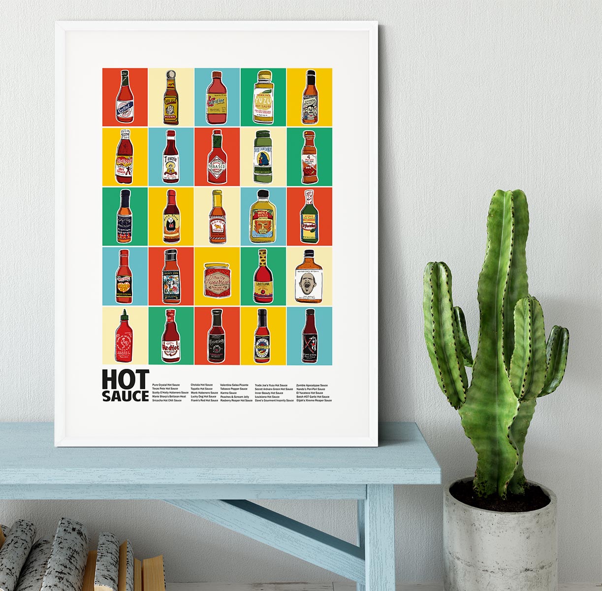 Hot Sauce Squares Standard Wall Art Framed Print - Canvas Art Rocks - 5